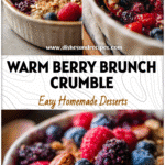 Warm berry crumble topped with oats for a Fruit Breakfast Casserole served fresh at brunch.